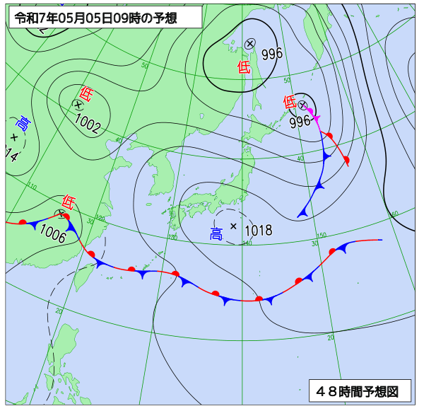 48時間天気予想図
