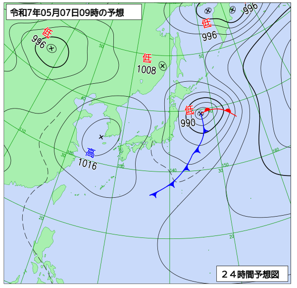 24時間天気予想図