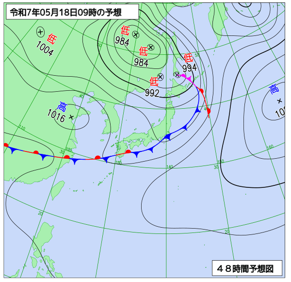 48時間天気予想図