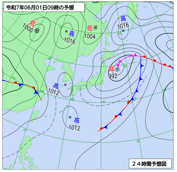 24時間天気予想図