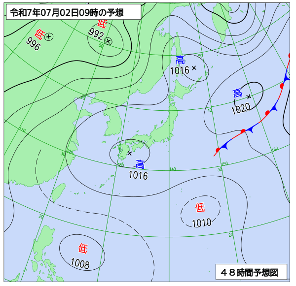 48時間天気予想図