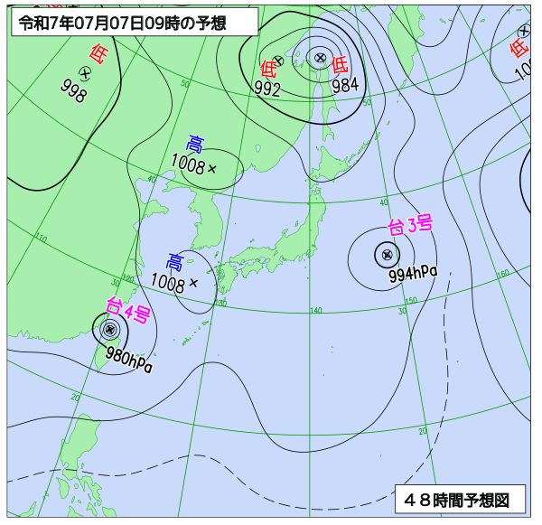 48時間天気予想図