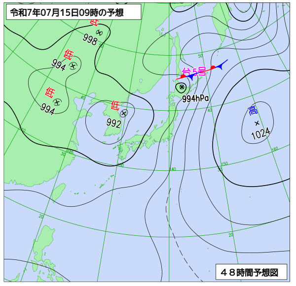 48時間天気予想図