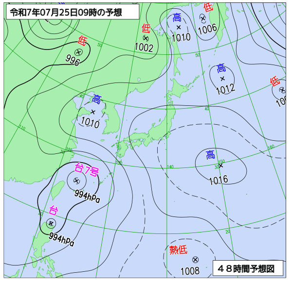 48時間天気予想図