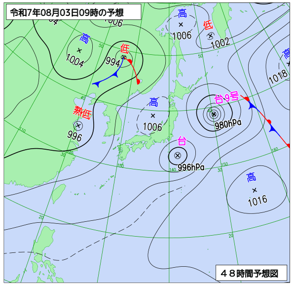 48時間天気予想図