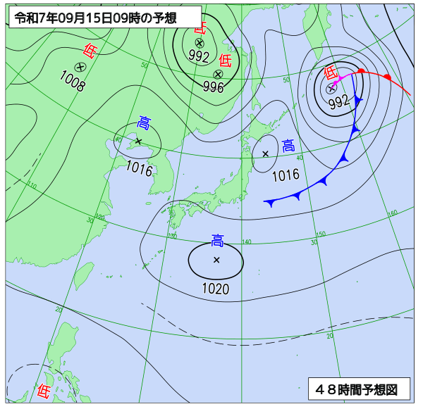 48時間天気予想図