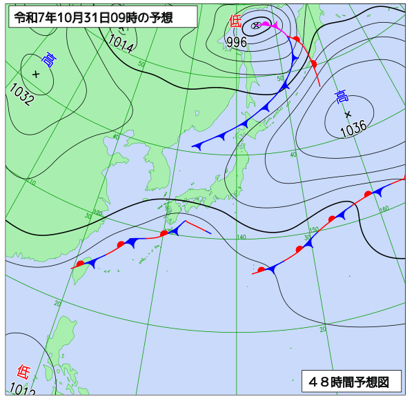 48時間天気予想図