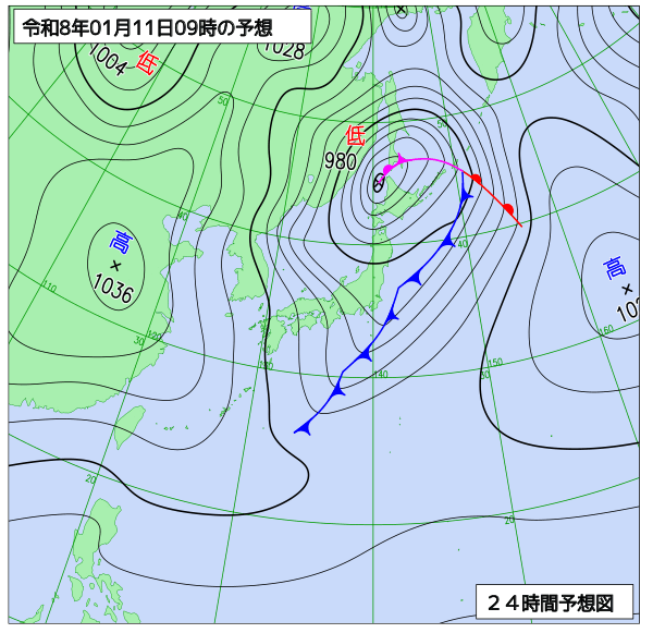 24時間天気予想図
