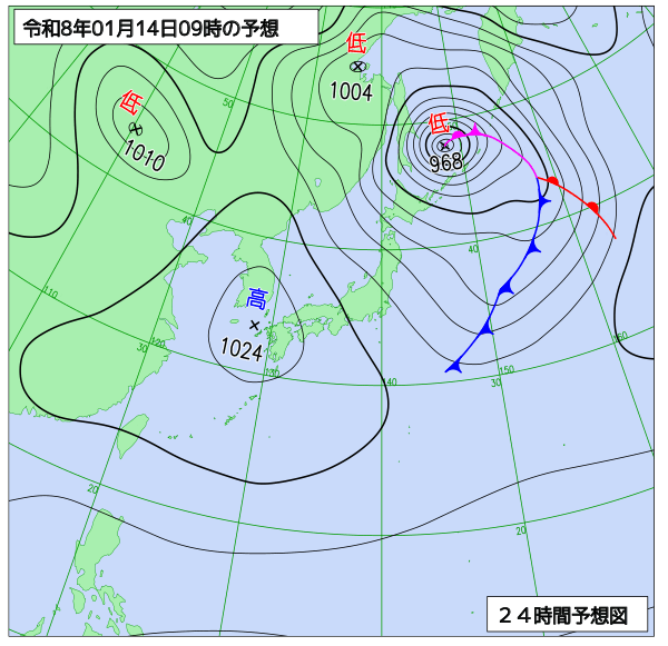 24時間天気予想図