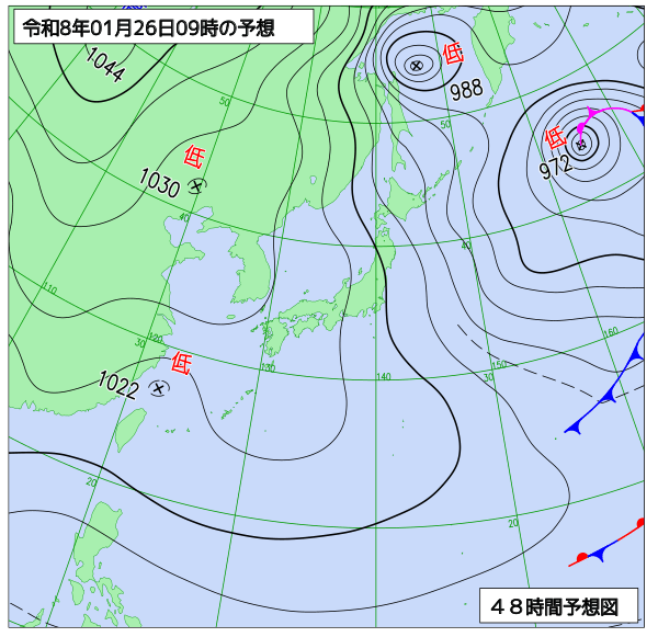 48時間天気予想図