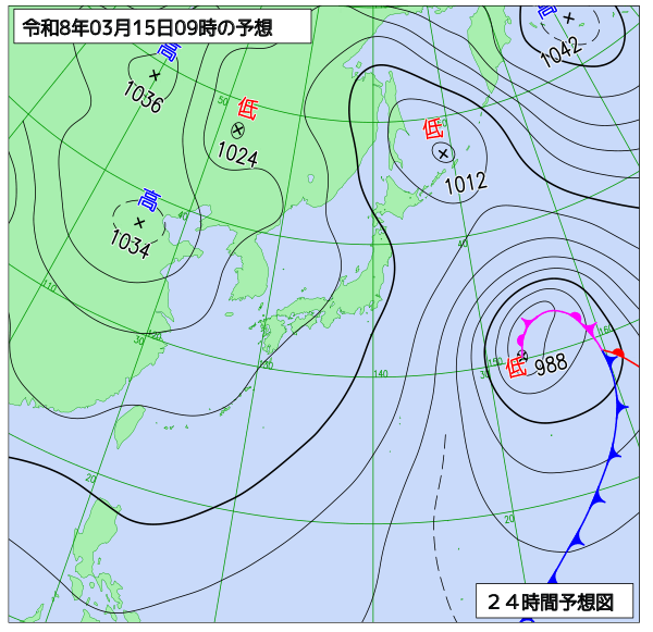 24時間天気予想図