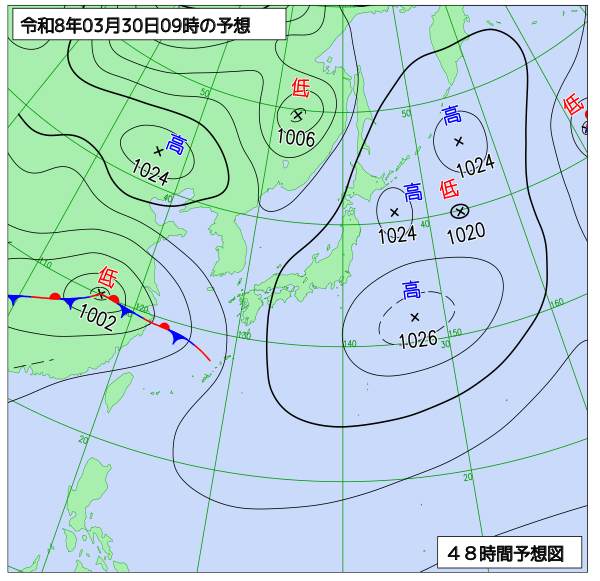 48時間天気予想図
