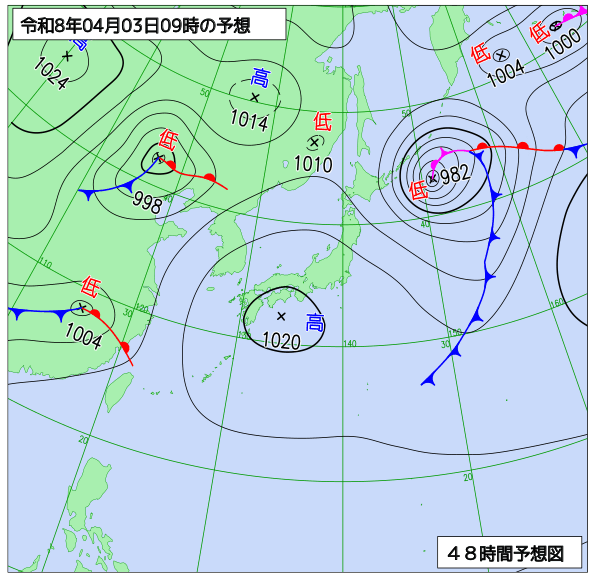 48時間天気予想図