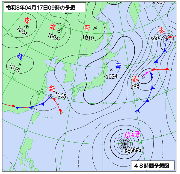 48時間天気予想図