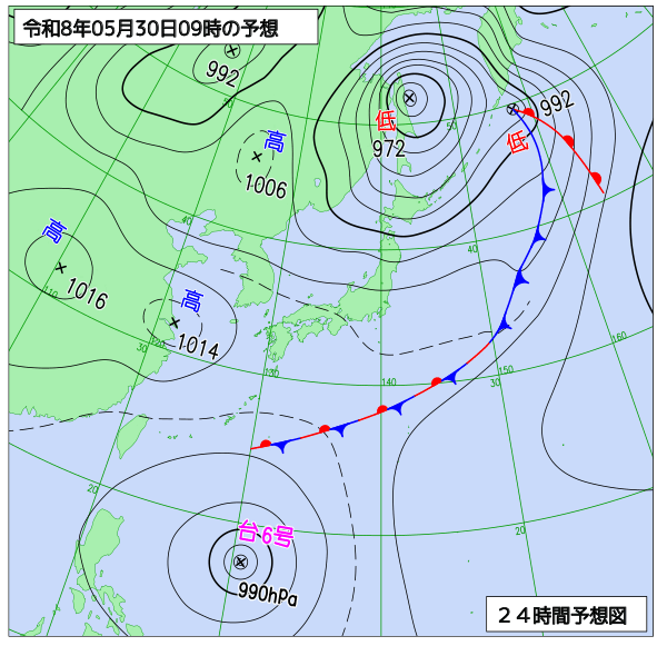 24時間天気予想図