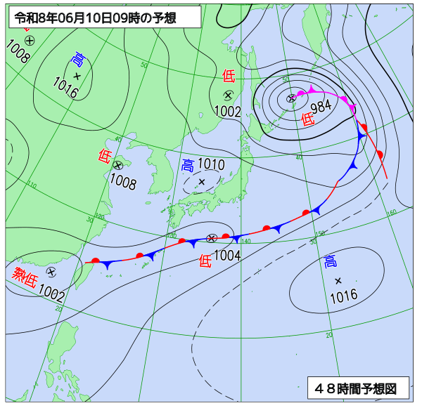 48時間天気予想図