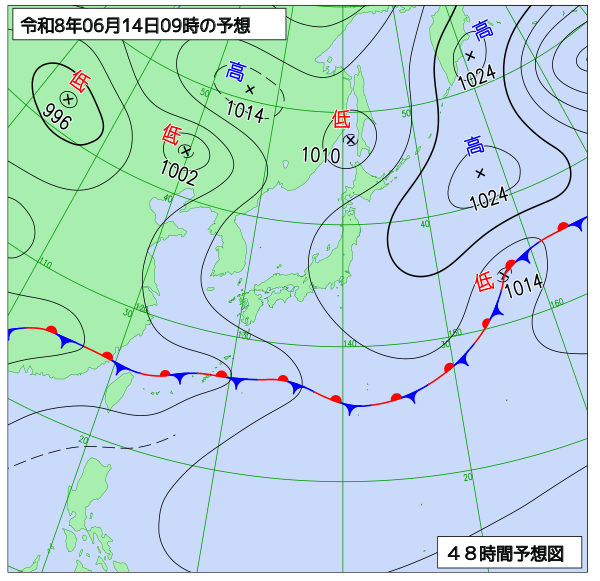 48時間天気予想図