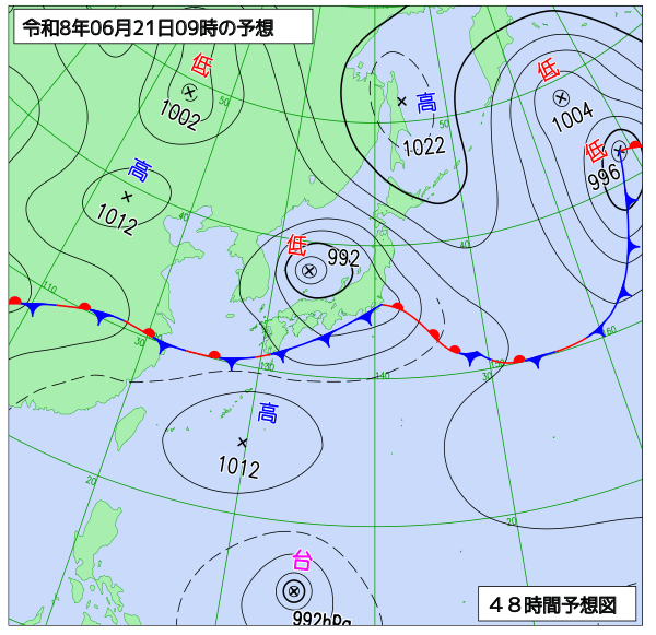 48時間天気予想図