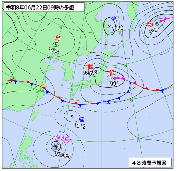 48時間天気予想図