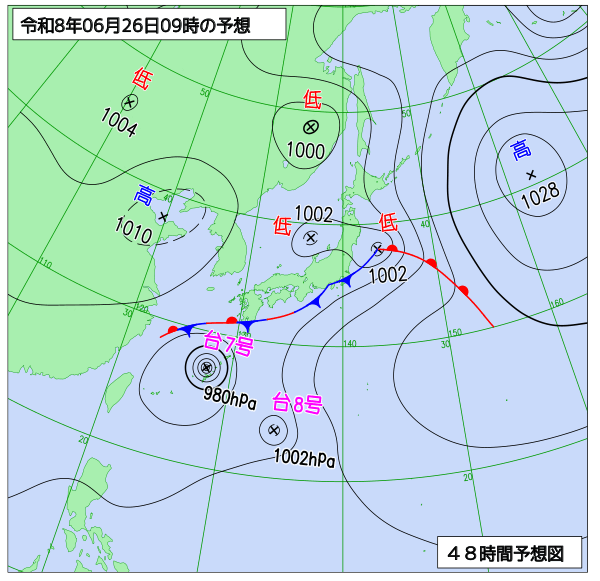 48時間天気予想図