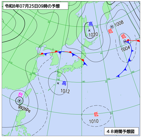 48時間天気予想図