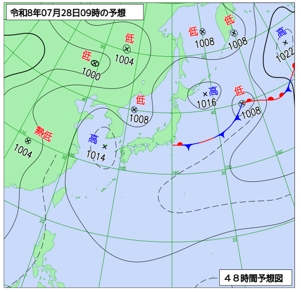 48時間天気予想図