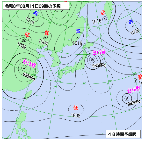 48時間天気予想図