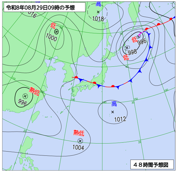 48時間天気予想図