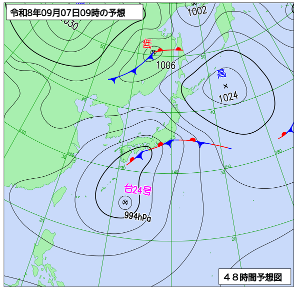 48時間天気予想図
