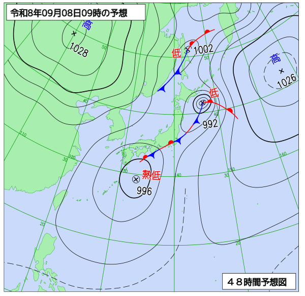 48時間天気予想図