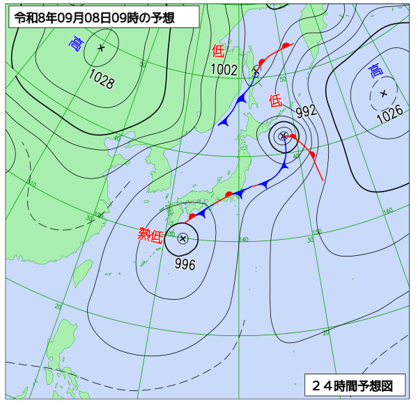 24時間天気予想図