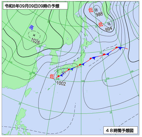 48時間天気予想図