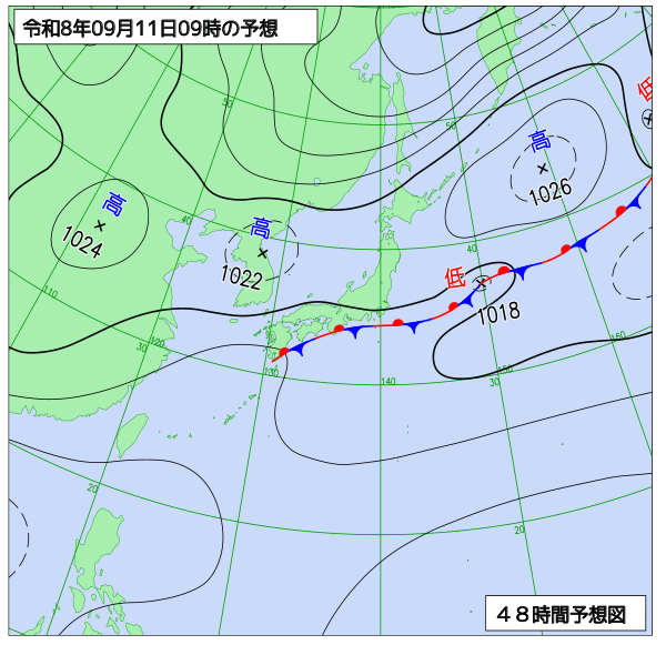 48時間天気予想図