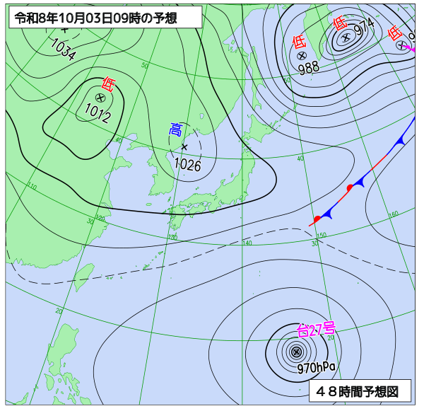 48時間天気予想図