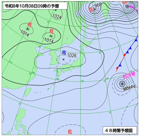 48時間天気予想図