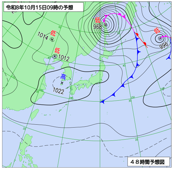 48時間天気予想図