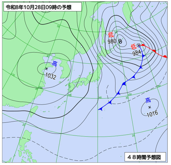 48時間天気予想図