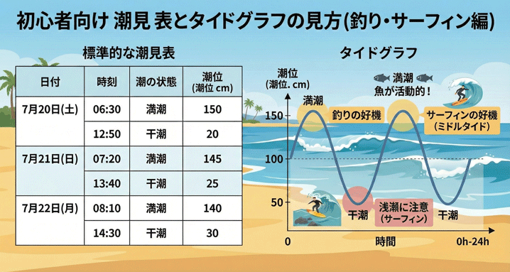 初心者向け 潮見表とタイドグラフの見方