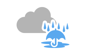 曇り夕方一時強い雨