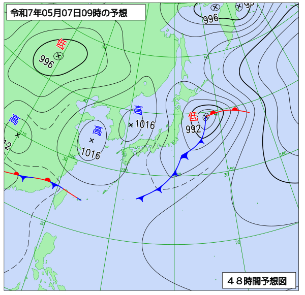 48時間天気予想図