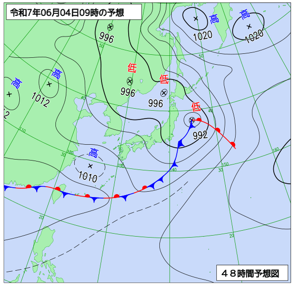 48時間天気予想図