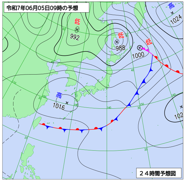 24時間天気予想図