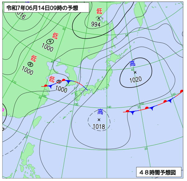 48時間天気予想図