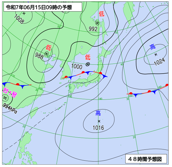48時間天気予想図