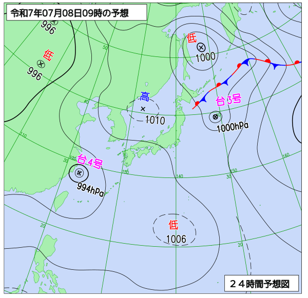 24時間天気予想図