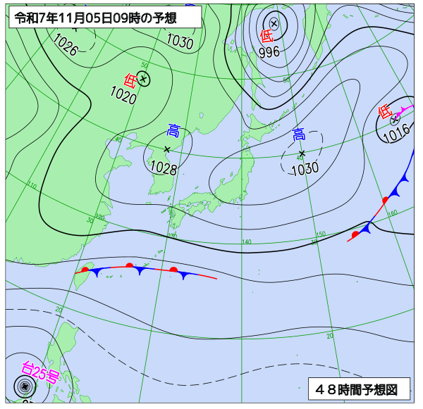 48時間天気予想図