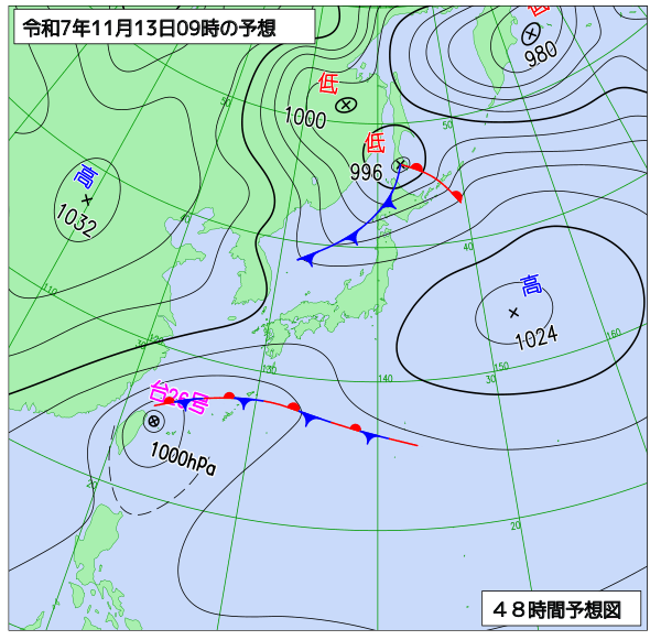 48時間天気予想図