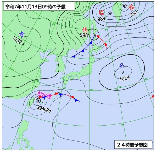 24時間天気予想図
