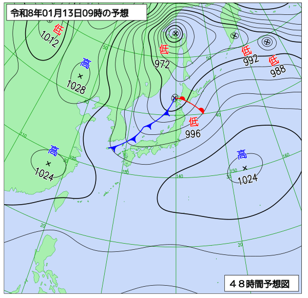48時間天気予想図