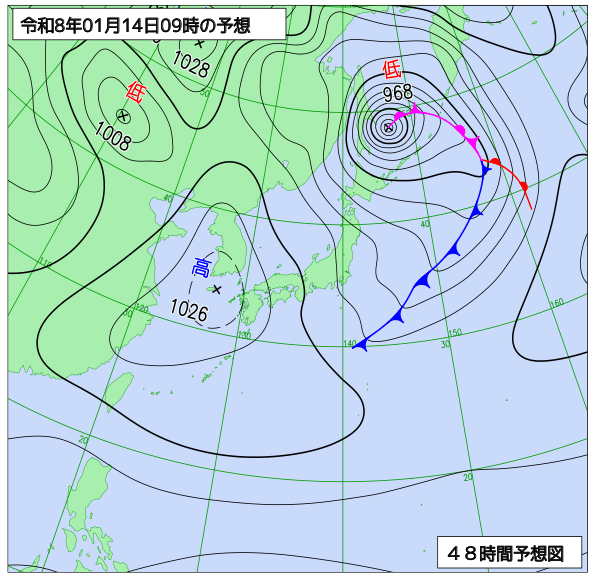 48時間天気予想図